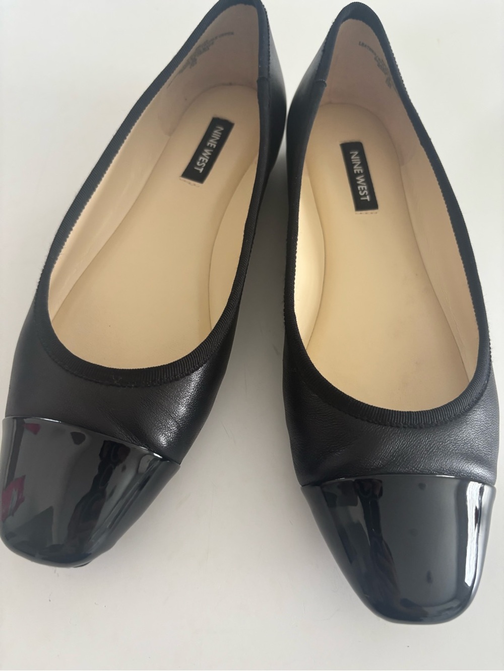 Nine West Black Patent Cap-Toe Ballet Flats